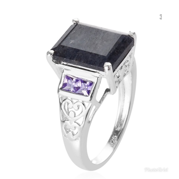 Blue Aventurine, Simulated Purple Diamond Ring - Picture 5 of 8